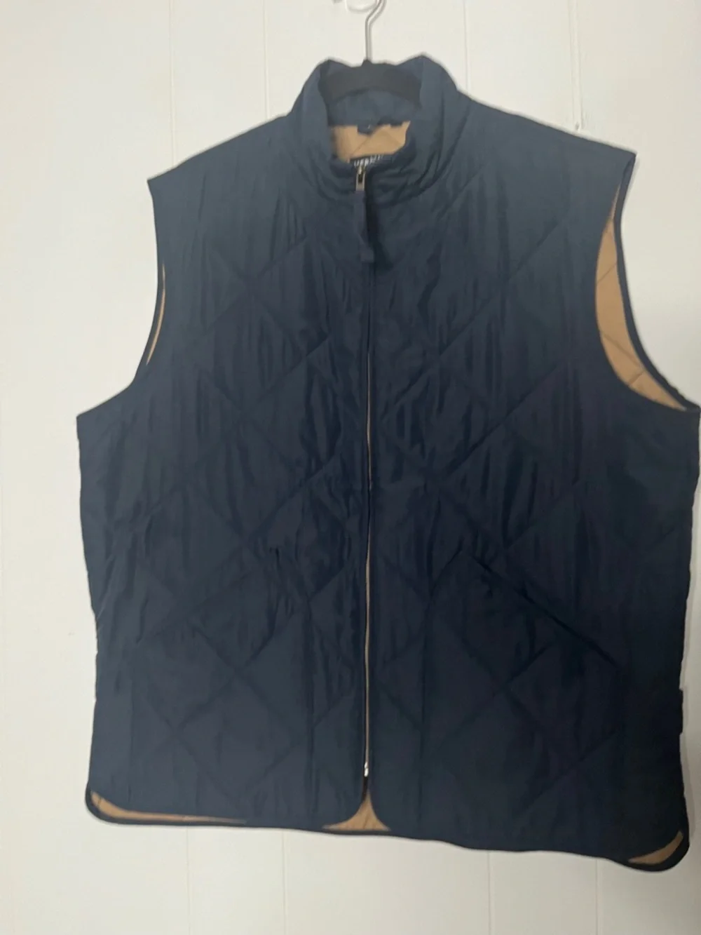 J. Crew Navy Quilted Men's Vest Size L Country Preppy Layering Fall